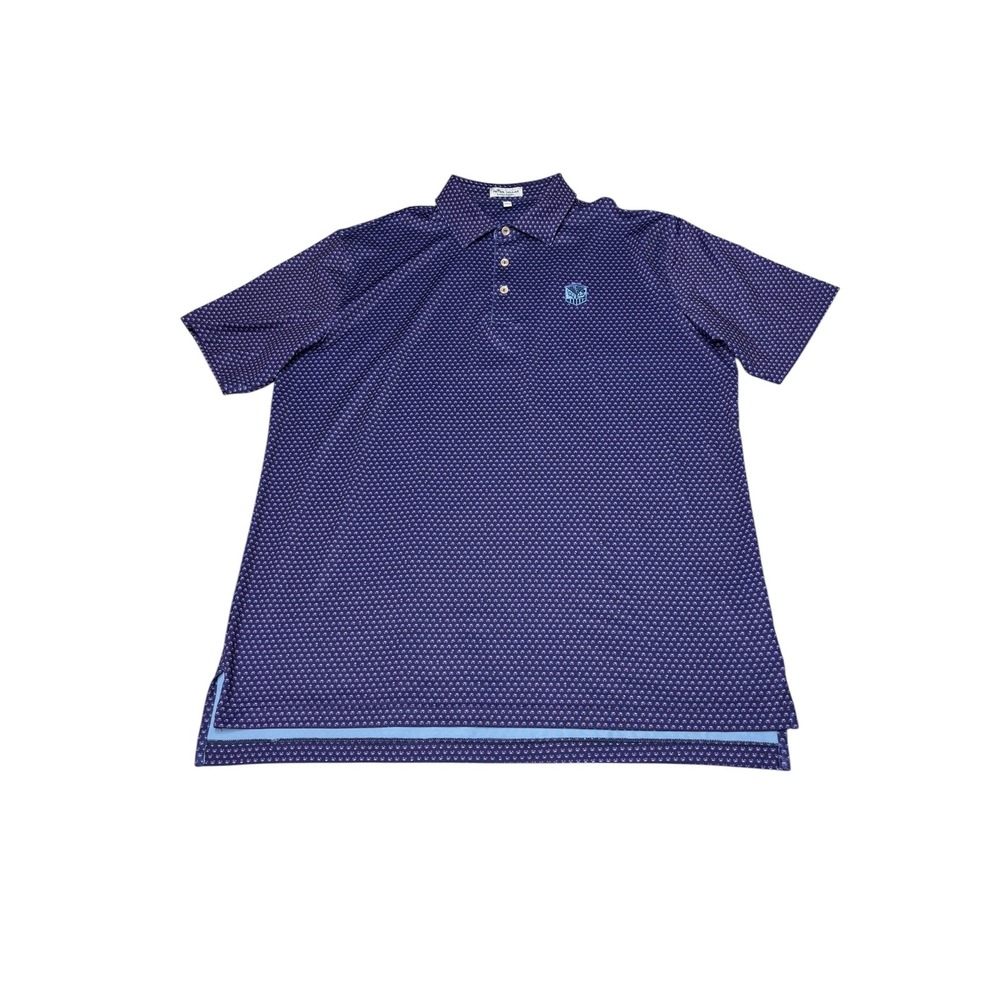 Peter Millar Summer Comfort Mens XL Blue Pink Micro Pattern Golf Polo Shirt HCC
